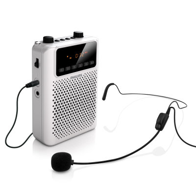 飞利浦（PHILIPS）SBM150扩音器 插卡音箱 REC录音 FM收音功能 教学(白色)