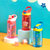 日本AKAW随手杯儿童夏季运动便携简约带吸管提手方便卡通可爱便携耐摔杯子(星空蓝)第2张高清大图
