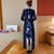 VEGININA 中国风长袖旗袍裙假两件 3281(深蓝色 XXL)第3张高清大图