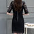 性感蕾丝2016年夏季短袖中裙镂空休闲连衣裙 AYFS609-1(黑色 L)第2张高清大图