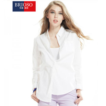 Brioso布里奥索新款 女士全棉纯色男朋友衬衫 女衬衣(B13NPY)