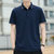 短袖t恤男2021新款夏季中青年有带领半袖纯色翻领polo衫品质上衣潮(深蓝色 XXXL)第2张高清大图