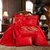爱之小径家纺典雅中式婚庆四件套 加厚床单被套 大红色结婚床品多件套(龙凤呈祥 200*230十件套)第5张高清大图