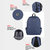 海鸦 双肩背包大容量时尚旅行包 电脑包 休闲包简约多功能背包(深蓝色)第3张高清大图