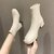 SUNTEK法式小短靴女鞋2021新款春秋马丁靴百搭粗跟中跟单靴白色瘦瘦靴子(37 米色【升级版】)第2张高清大图