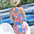 2020夏季新款裙式连体泳衣 花朵可爱小性感泳装 沙滩度假女士泳装60106(海蓝 L)第4张高清大图