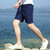 富贵鸟 FUGUINIAO 短裤男棉麻质感五分裤纯色休闲沙滩裤 18165FGK66(深蓝色 XL)第2张高清大图
