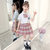中大童夏季新款女童JK校园风腰裙套装(170cm 粉色)第3张高清大图