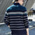 冬装新款立领半开拉链套头针织衫M1831男大码横条纹毛衣(蓝色 XXXL)第3张高清大图