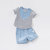 davebella戴维贝拉2018夏装男童套装宝宝短袖T恤两件套DBA6337(12M 蓝白条纹)第2张高清大图