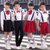 六一儿童演出服男女背带裤中小学生大合唱团幼儿园朗诵表演服(男款红色短袖套装 150)第2张高清大图