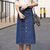 女士牛仔裙长款 时尚A字裙单排扣女裙半身裙(蓝色 M)第4张高清大图