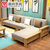 曲尚 现代中式实木沙发  L型客厅沙发家具组合套装 908(胡桃色+咖啡 4人位+贵妃脚踏+茶几)第4张高清大图