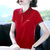纯棉短袖t恤女夏季2022年新款宽松女装洋气减龄高品质带领polo衫(大红色 XXL)第3张高清大图