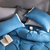 苏巧集北欧水洗棉简约系列全棉纯棉纯色三件套四件套床上用品 SQ3921(蓝 四件套（1.8m）)第5张高清大图