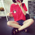 Mistletoe夏季新款短袖女T恤卡通小丸子打底衫短袖女式T恤女装(红色 XXL)第3张高清大图