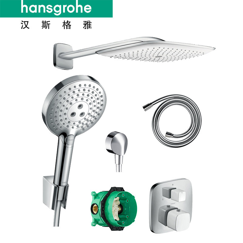 汉斯格雅hansgrohe飞雨e390暗埋花洒带入墙隐藏式淋浴恒温龙花洒套装