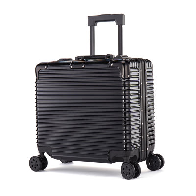 丹爵(DANJUE)18英寸铝框拉杆箱 男女通用行李箱登机箱 横条纹万向轮旅行箱 D35(黑色 18英寸)