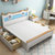 吉木多 儿童床男孩单人床1.5米青少年创意儿童房1.2米小户型小孩实木床(1.5米象牙白+原木色 床+床垫+床头柜*1)第3张高清大图