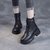 SUNTEK马丁靴女冬季加绒英伦风2021年新款棕色厚底粗跟短靴带扣女鞋(36 黑色绒里)第2张高清大图