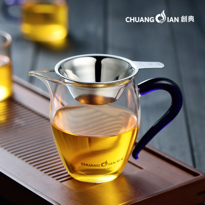 创典 耐热玻璃公道杯 茶滤网茶漏茶海分茶器 功夫茶具配件 耐热玻璃杯