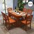 美式实木餐桌椅组合椭圆餐桌欧式复古做旧北欧家具可伸缩抽拉餐桌(1.2米一桌六椅海棠色)第5张高清大图