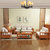 美天乐 新中式实木沙发组合 中式客厅木沙发整装家具 小户型橡胶木布艺沙发(胡桃色 1+2+3+长茶几+方茶几)第3张高清大图