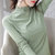 巴洛尼莫2021新款打底衫女秋冬季荷叶边莫代尔棉修身型绿色长袖t恤女装(D0001A芥末黄 M)第5张高清大图