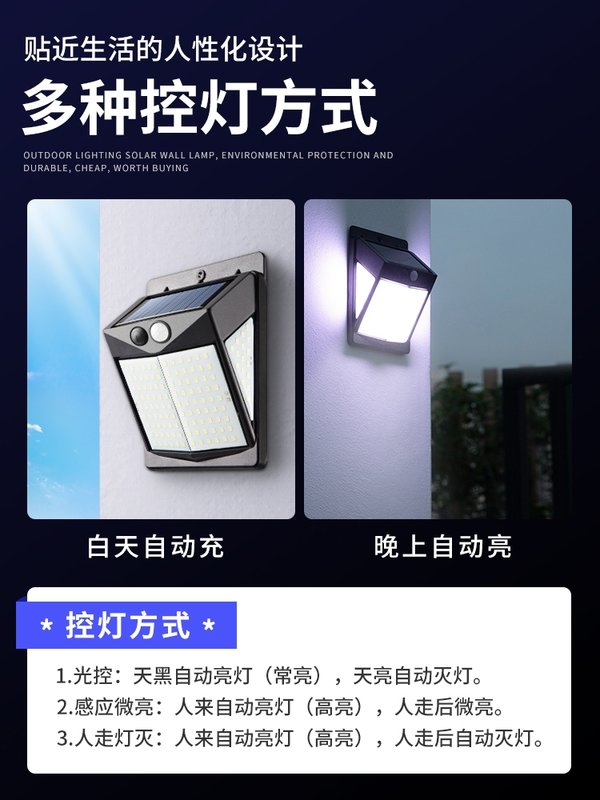 太阳能户外庭院灯家用照明室内外感应壁灯新农村路灯天黑自动亮30天