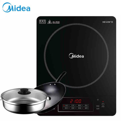 美的(Midea) 电磁炉 触控式 大线盘 微晶面板 家用智能电磁炉 C21-Simple101(赠汤锅+炒锅)