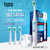科美（Kemei）-907无线感应充电式电动牙刷 全身水洗 声波震动防水软毛成人儿童通用电动美白洁齿牙刷(粉色10头套装)第4张高清大图