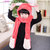 儿童三件套帽子围巾手套口罩一体保暖珊瑚绒可爱男女童宝宝(玫红)第3张高清大图