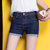 卷边时尚牛仔短裤修身2017女式牛仔裤夏季新款唯美女装(深蓝色 32)第2张高清大图
