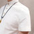 帛依恋夏季新款男装韩版修身大码纯色立领棉麻短袖衬衫(卡其色 3XL)第4张高清大图
