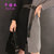 新款韩版拼色中长款针织衫连衣裙女配腰带圆领套头针织裙(黑色 均码)第4张高清大图