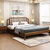 进畅家具 实木床1.8米双人床主卧现代简约日式1.5m经济型北欧床(1.8*2米（胡桃色） 床+床头柜*2)第3张高清大图