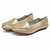 AICCO  春季新款牛皮豆豆鞋子舒适透气女鞋平底鞋夏季单鞋鞋子139-1(金色 36)第4张高清大图