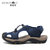 摩洛羊新品时尚男士沙滩鞋透气休闲大码牛皮凉鞋7236(深蓝 47)第4张高清大图