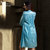喜芬妮春秋款丝质性感蕾丝吊带长袖睡裙二件套女士睡衣家居服礼盒(6623鱼水蓝 L)第2张高清大图