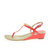 Daphne/达芙妮甜美休闲细带亮金属T型夹趾坡跟女凉鞋1014303211(红色 37)第2张高清大图