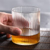 日式条纹威士忌杯酒杯个性创意网红竖纹玻璃杯筋纹杯复古洋酒杯子(条纹玻璃杯【2只装】 默认版本)