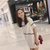 女夏季宽松学院风白色短裙2018新款小清新直筒连衣裙(米白色 XL)第3张高清大图