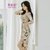 莉菲姿春夏新款韩版女装性感V领七分袖印花包臀显瘦开叉连衣裙(花色)第5张高清大图