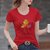 棉 T恤女夏季印花设计感体恤衫修身显瘦上衣韩版女装(字母彩色枫叶【红色】 M)第5张高清大图
