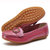 AICCO  金属色女鞋时尚单鞋春季平底女鞋舒适透气牛皮鞋子215(梅红 37)第4张高清大图