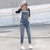 Mistletoe2017春装新款破洞宽松女式牛仔背带裤吊带裤韩版显瘦长裤(蓝色 M)第5张高清大图