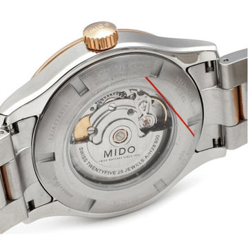 美度（MIDO）手表 舵手系列全自动机械表商务休闲男表(金壳白面间金钢带)