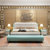 美天乐 简约现代卧室皮床 1.8米小户型时尚双人皮艺软包婚床包邮(绿色 床)第2张高清大图
