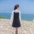 2018秋装新款韩版长袖喇叭袖时尚气质背心两件套连衣裙套装裙裙子(黑色)(L)第4张高清大图