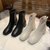 SUNTEK法式小短靴女鞋2021新款春秋马丁靴百搭单靴冬季加绒白色瘦瘦靴子(35 黑色（单里）)第9张高清大图